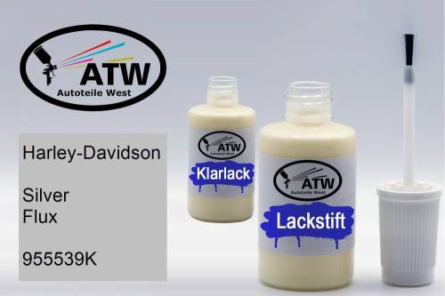 Harley-Davidson, Silver Flux, 955539K: 20ml Lackstift + 20ml Klarlack - Set, von ATW Autoteile West.